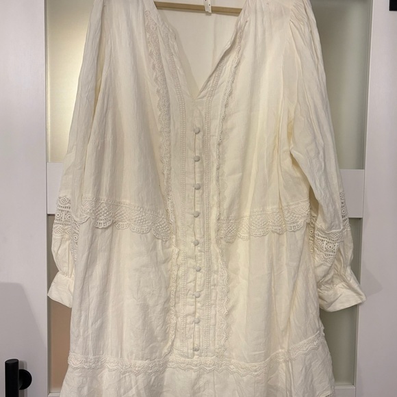 Anthropologie Cream Cotton dainty Mini Dress Tunic size 3x Like New #6 - Picture 1 of 6